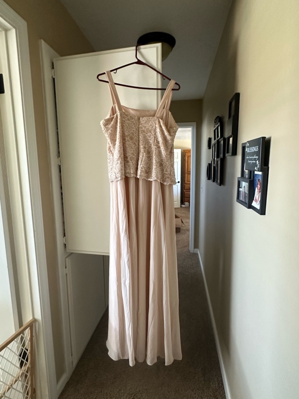 Elegant Blush Lace Evening Dress - Picture 3 of 6